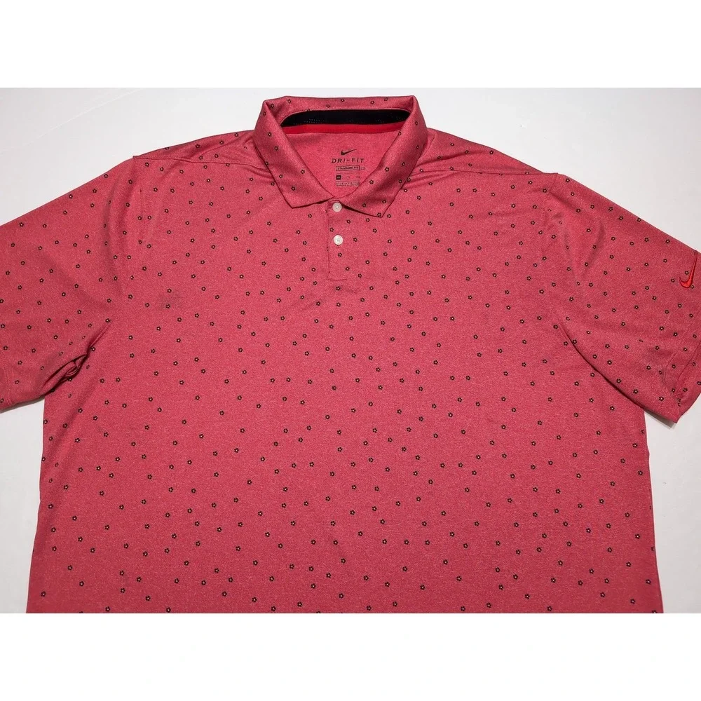 NIKE GOLF Short Sleeve Performance Shirt CI9784 Red Floral XXL 2XL
